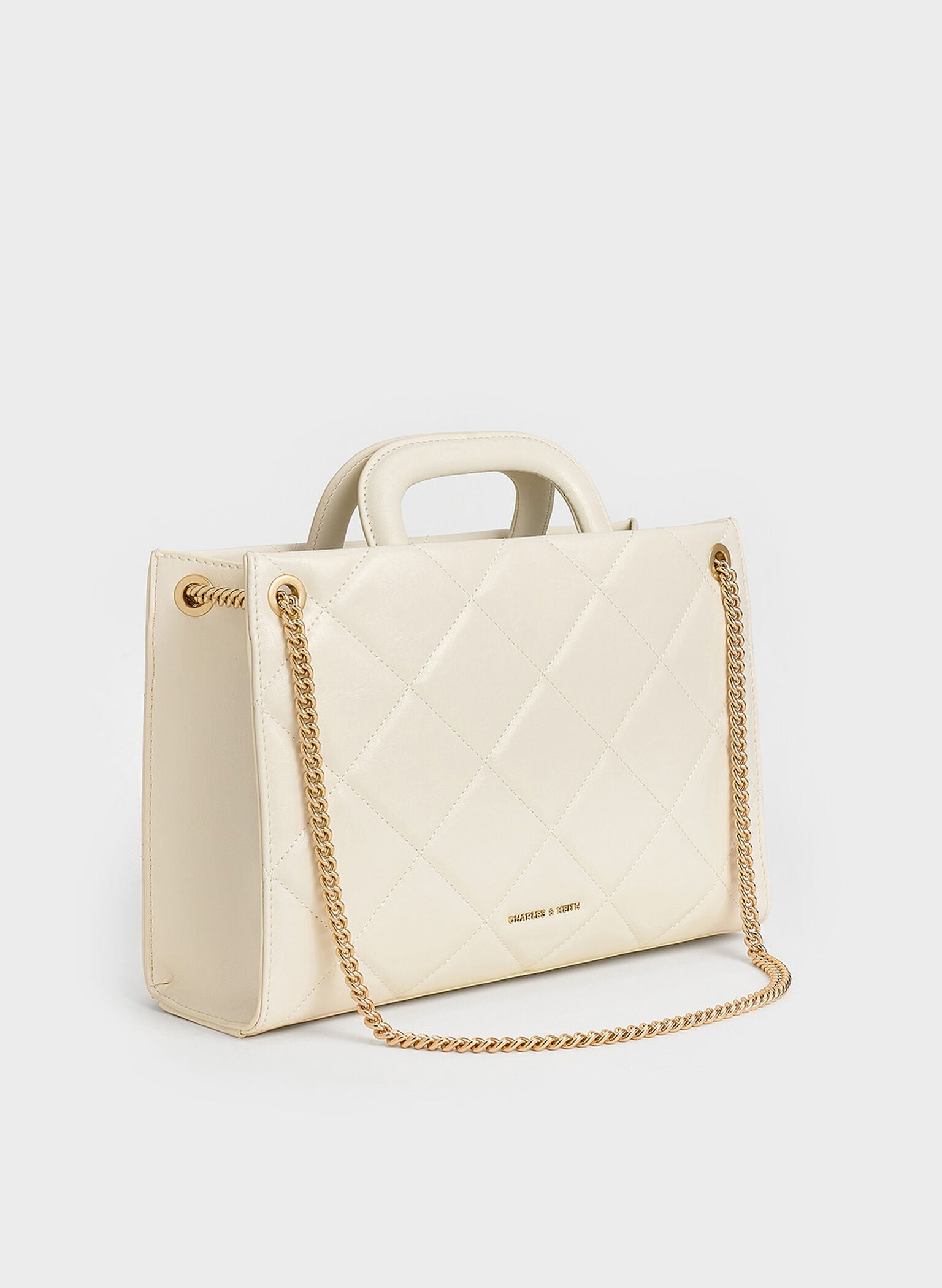 Apfra Quilted Chain-Handle Bag, Cream, hi-res
