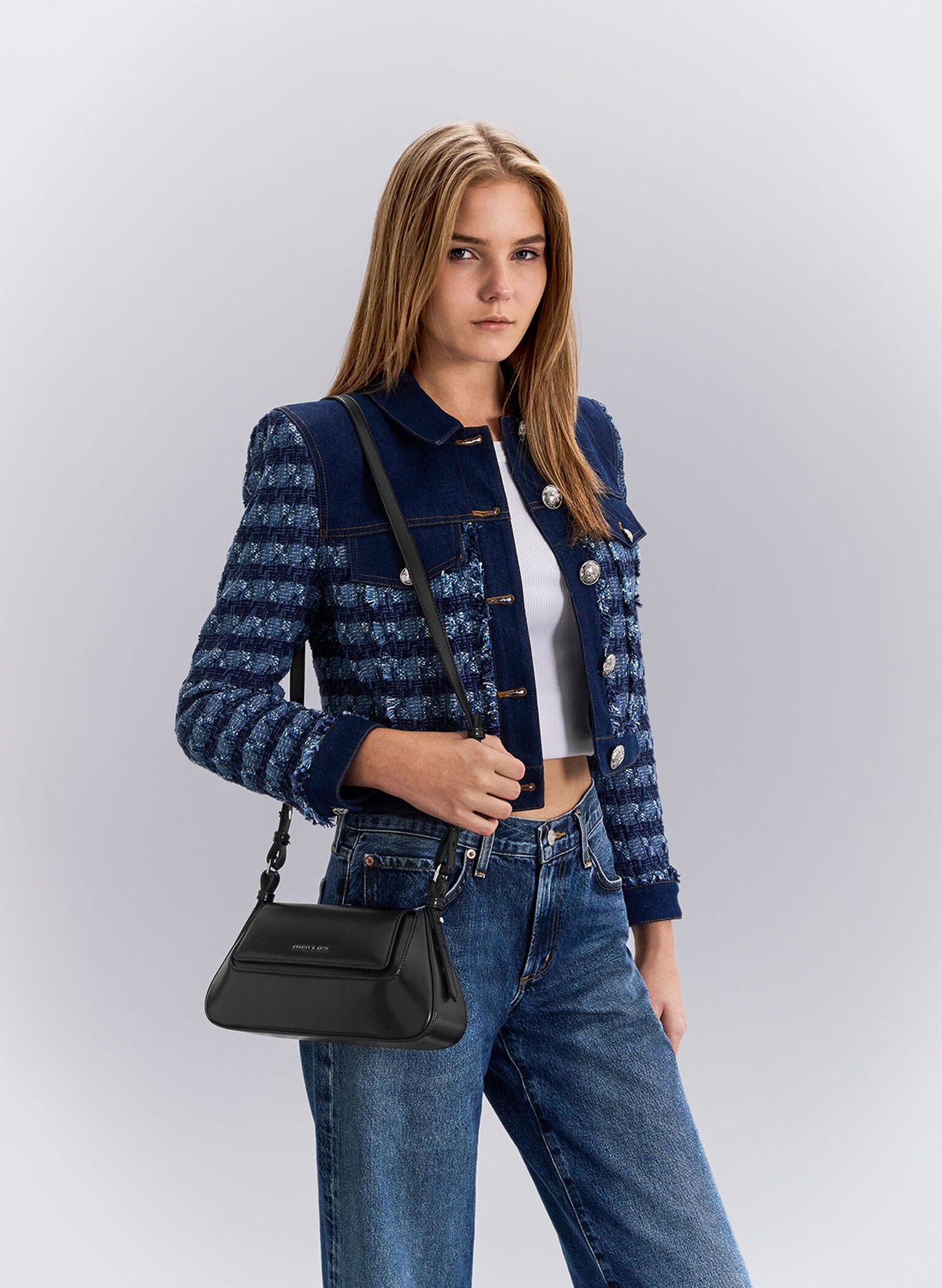 Olivia Trapeze Shoulder Bag, Noir, hi-res
