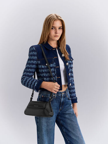 Olivia Trapeze Shoulder Bag, Noir, hi-res