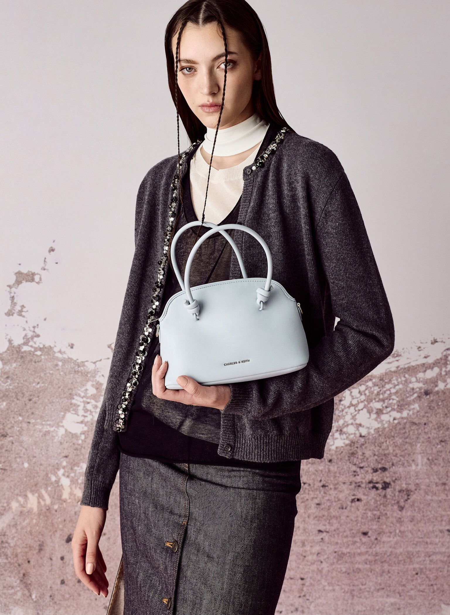 Sammie Knotted-Handle Bowling Bag, Sea Salt Blue, hi-res