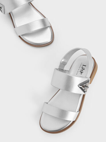 Girls' Trice Metallic Accent Sandals, Silver, hi-res