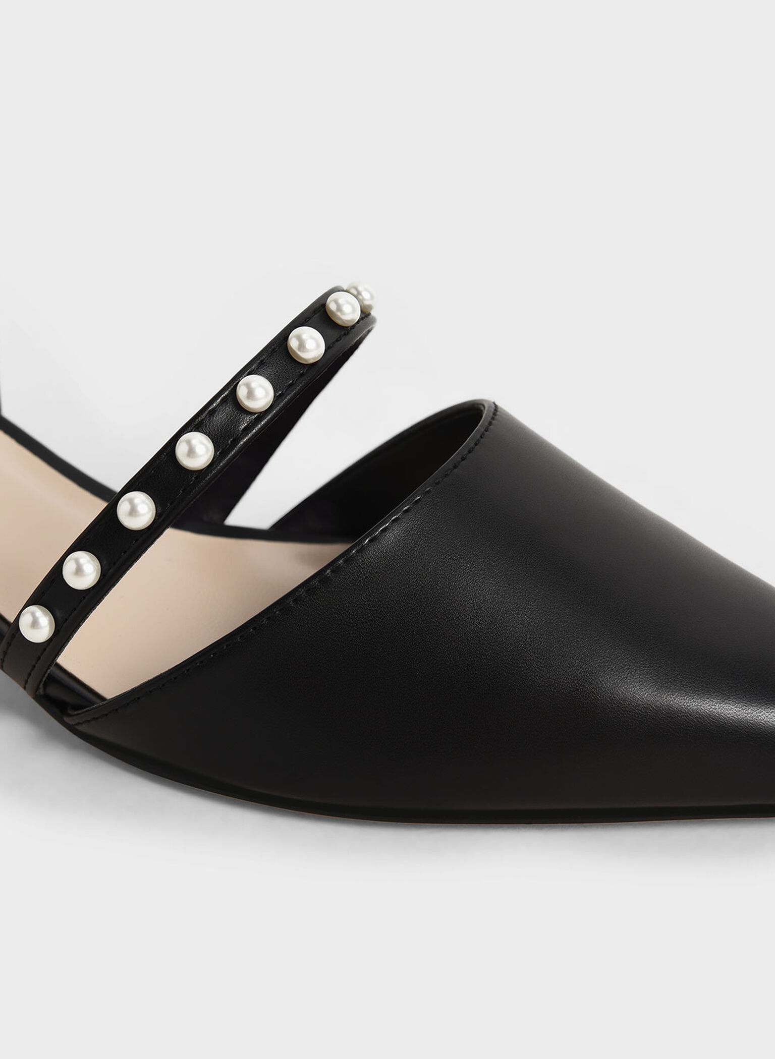 Beaded Slingback Pumps, Black, hi-res