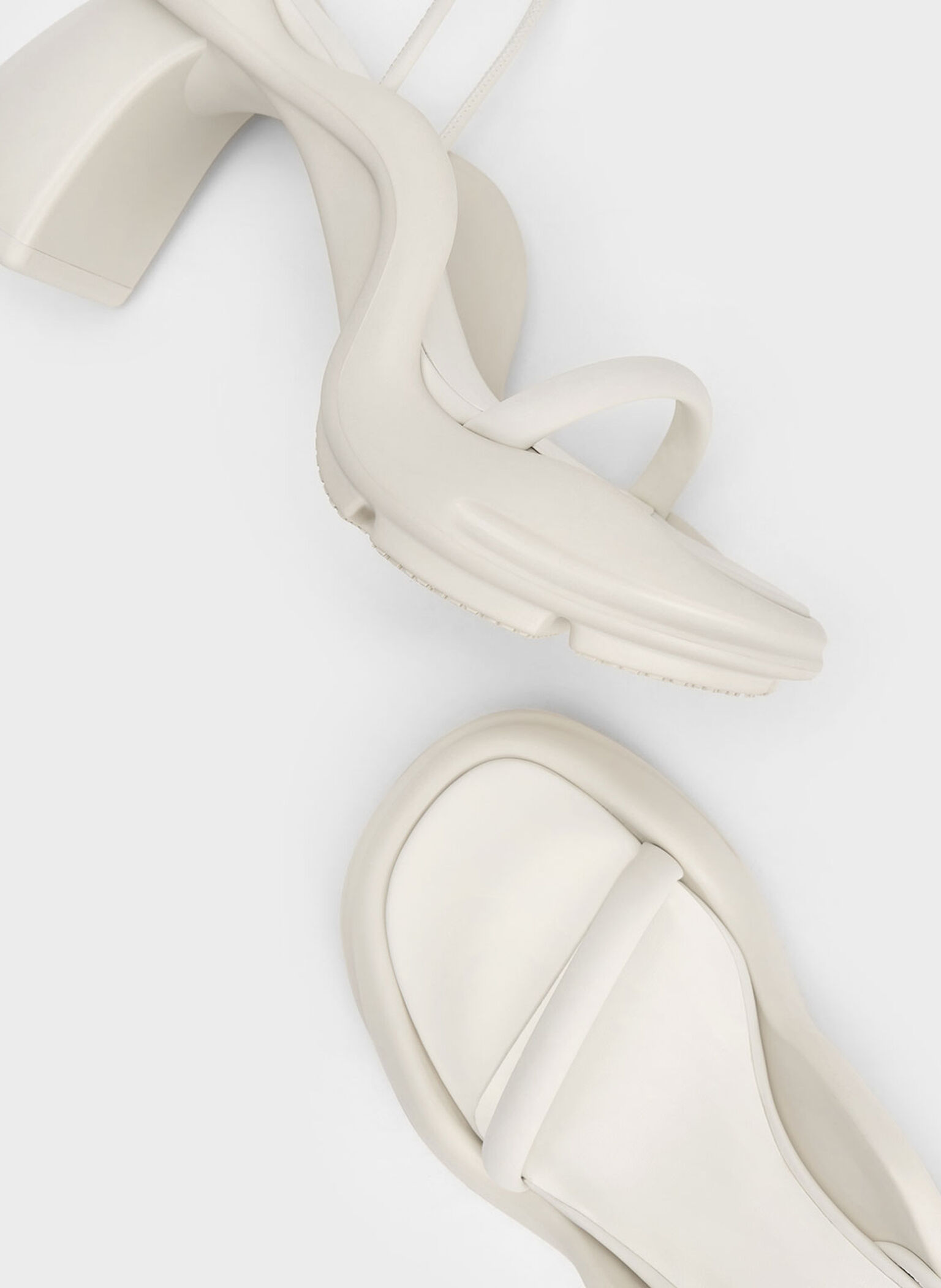 Leila Tie-Around Sculptural Sandals, Cream, hi-res