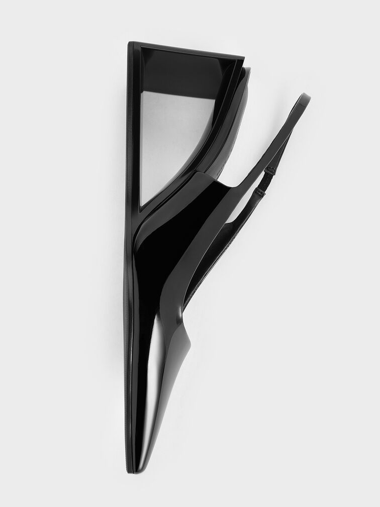 Xeli Triangle-Heel Slingback Pumps, Black Box, hi-res