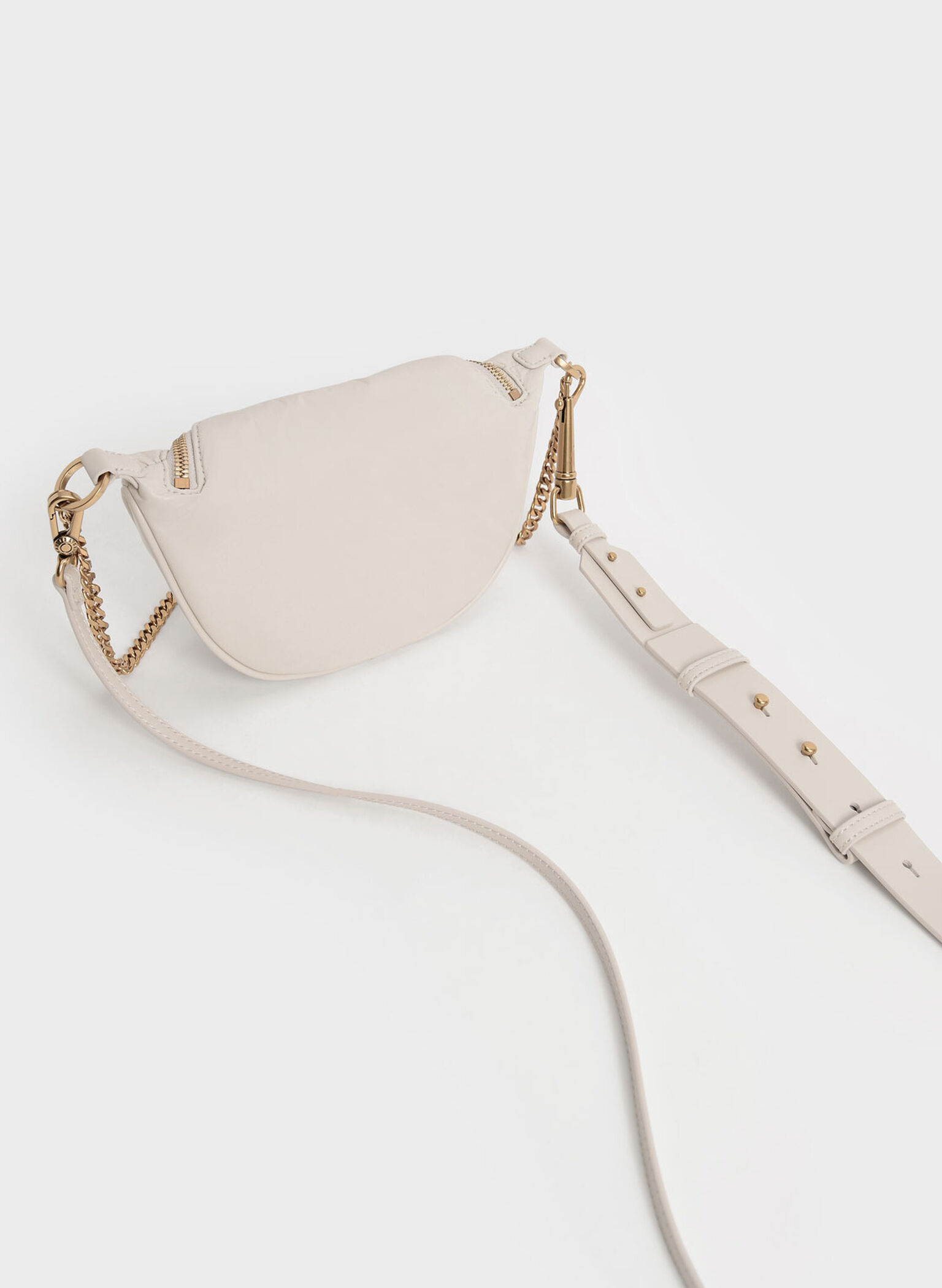 Philomena Wrinkled-Effect Half-Moon Crossbody Bag, Ivory, hi-res