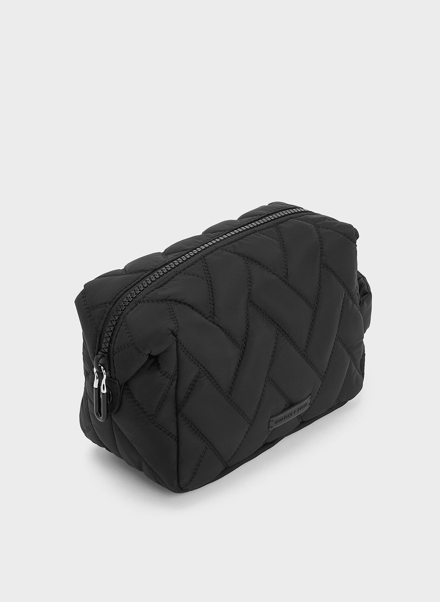 Nylon Chevron Pouch, Jet Black, hi-res
