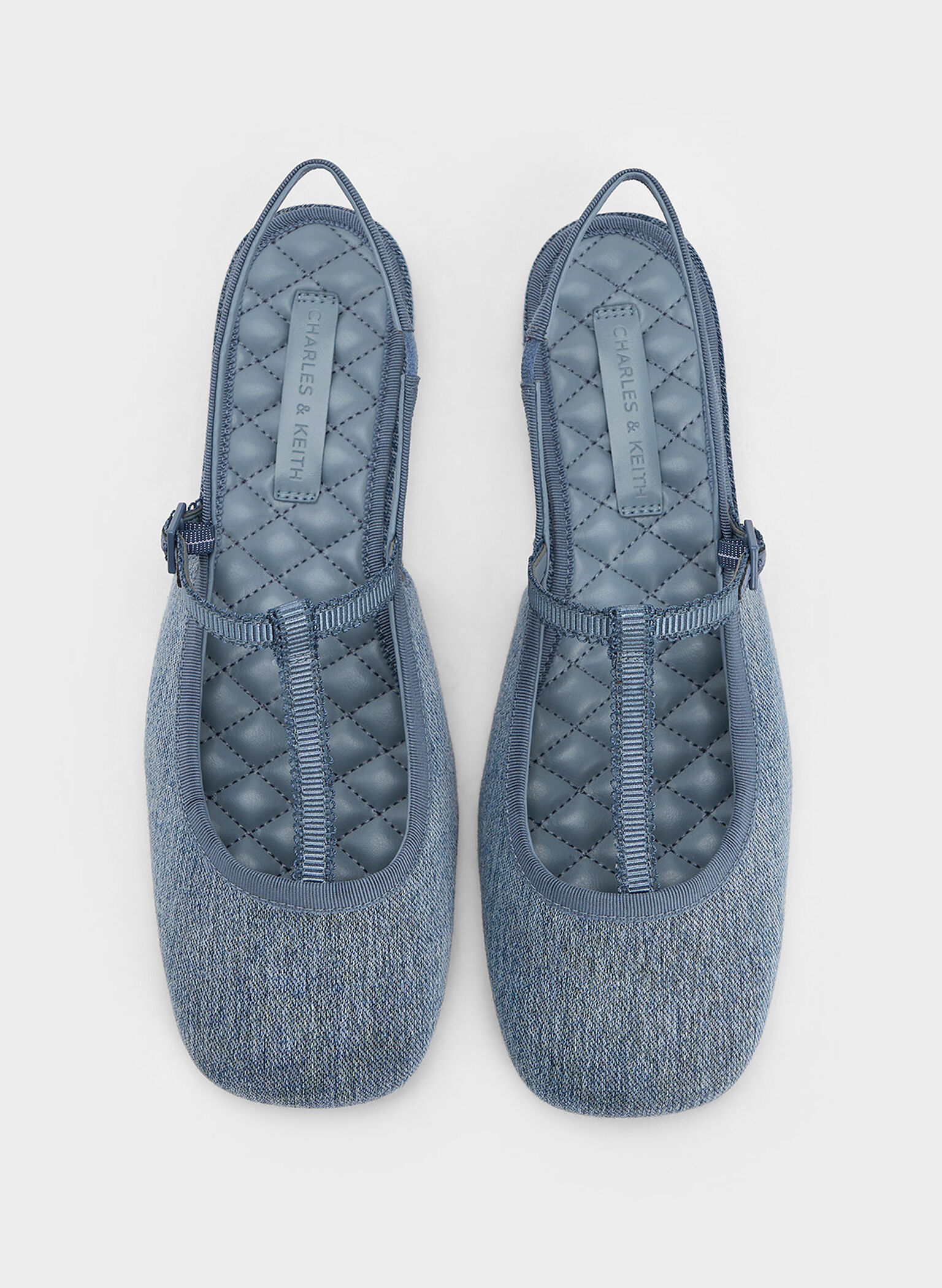 Denim T-Bar Mary Jane Slingback Flats, Denim Blue, hi-res