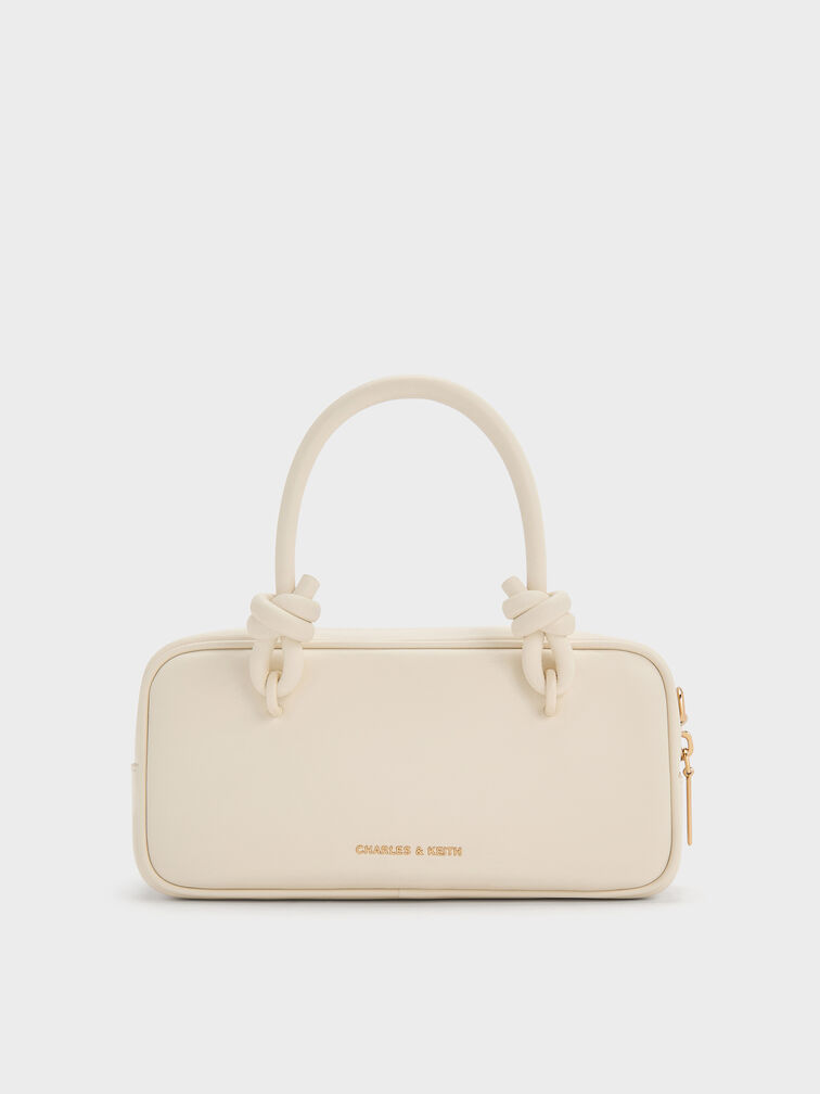 Sammie Knotted-Handle Elongated Bag, Cream, hi-res