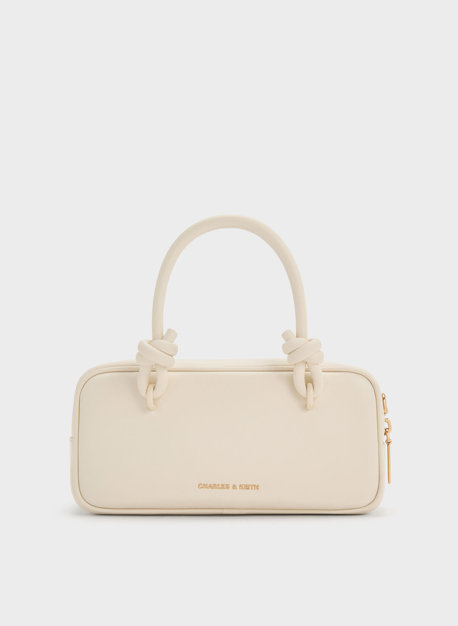 Sammie Knotted-Handle Elongated Bag, Cream, hi-res