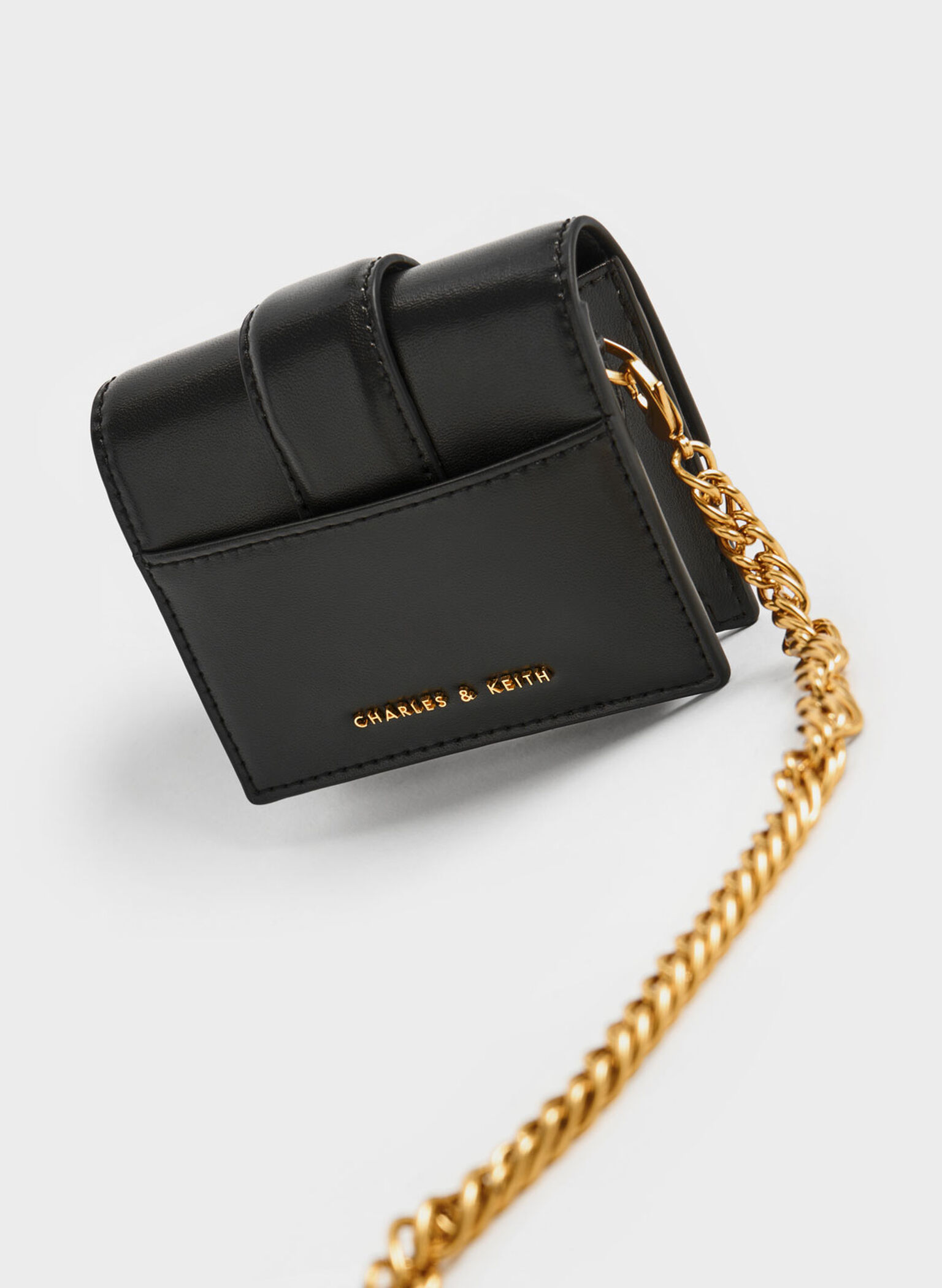 Gabine Chain-Link Card Holder, Black, hi-res