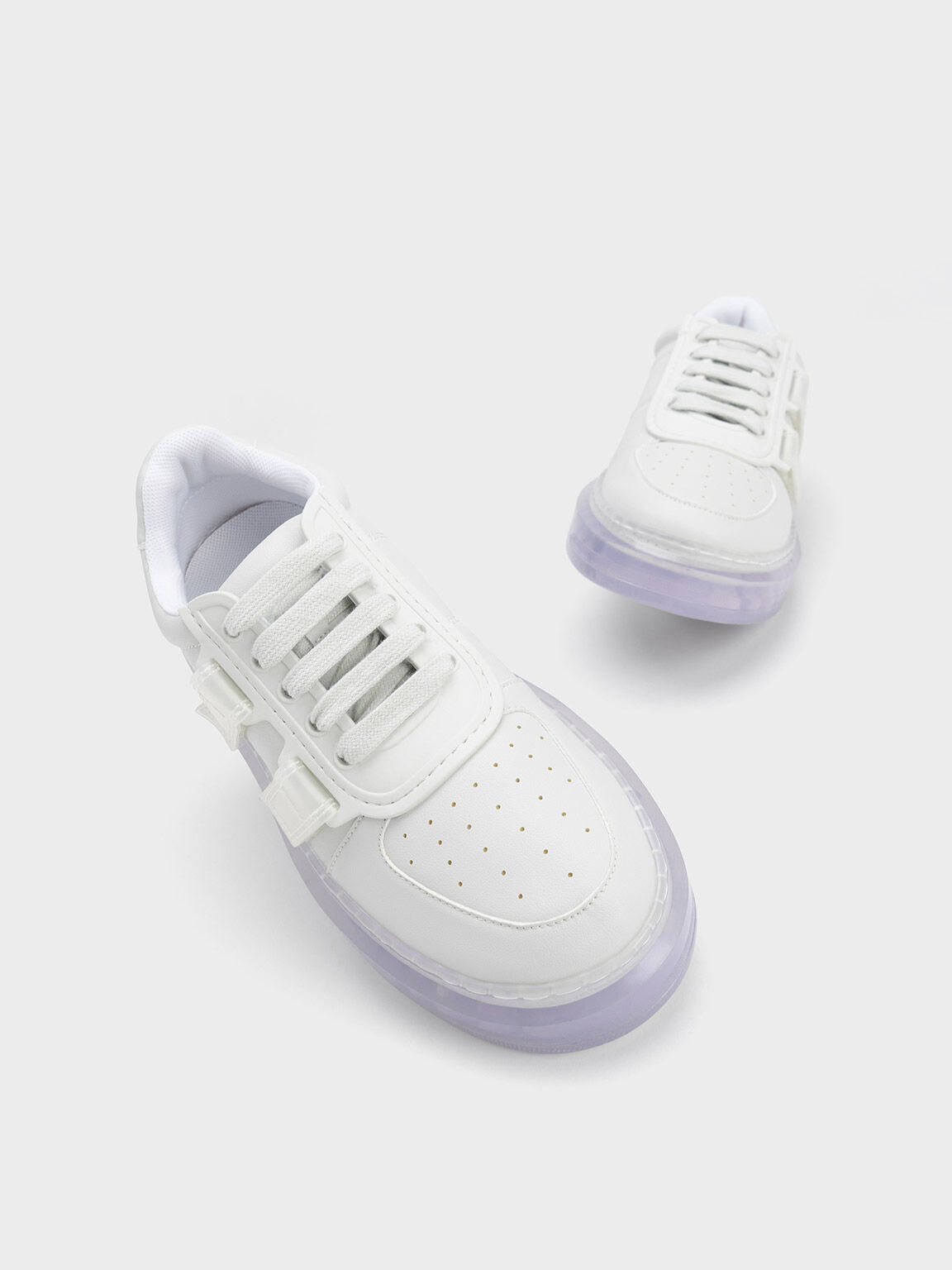 Translucent Coloured Sole Low-Top Sneakers, Purple, hi-res