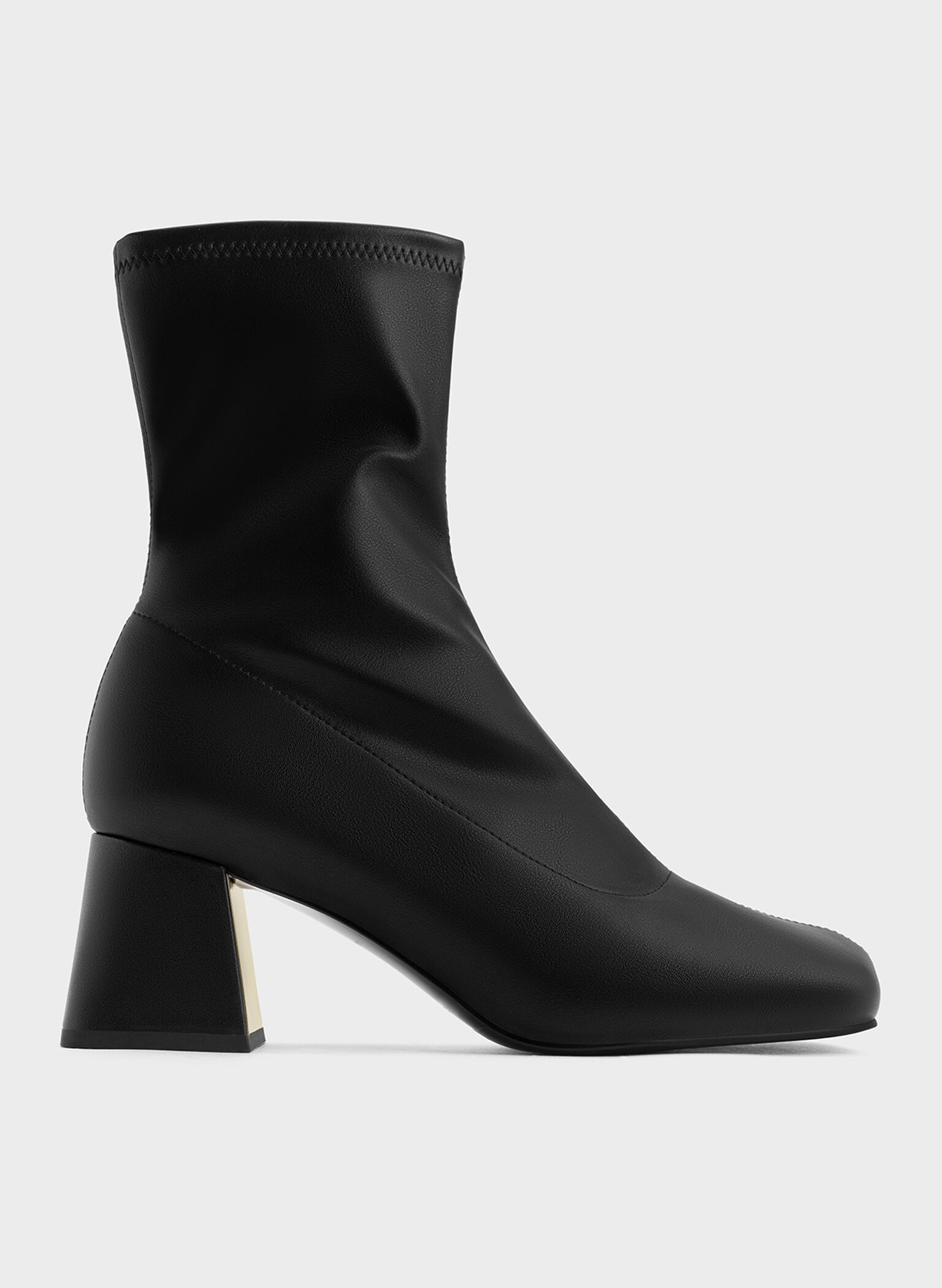 Jully Metallic Trapeze Heel Ankle Boots, Black, hi-res