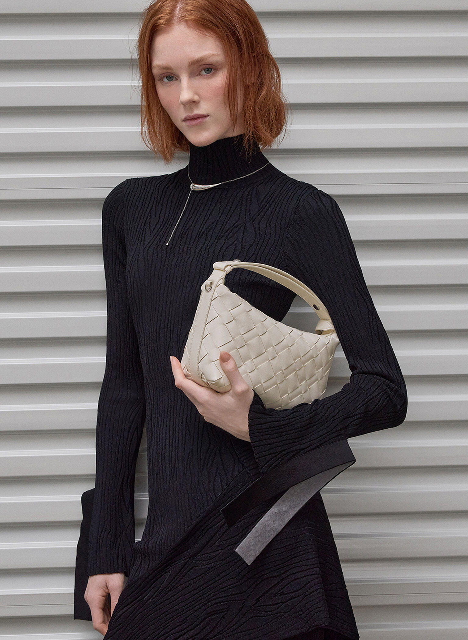 Ivette Woven Shoulder Bag, Cream, hi-res