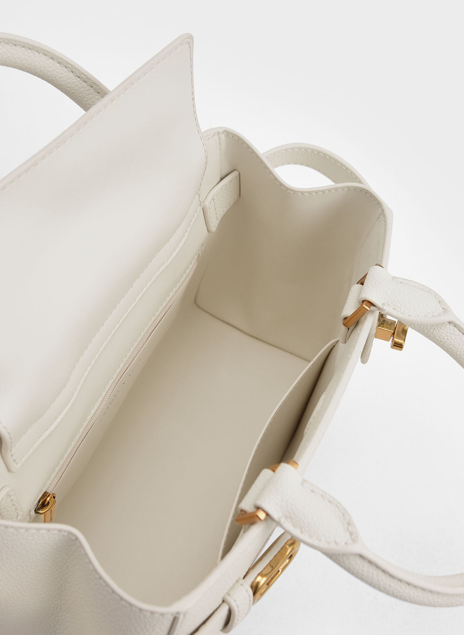 Aubrielle Metallic-Accent Belted Bag, Cream, hi-res