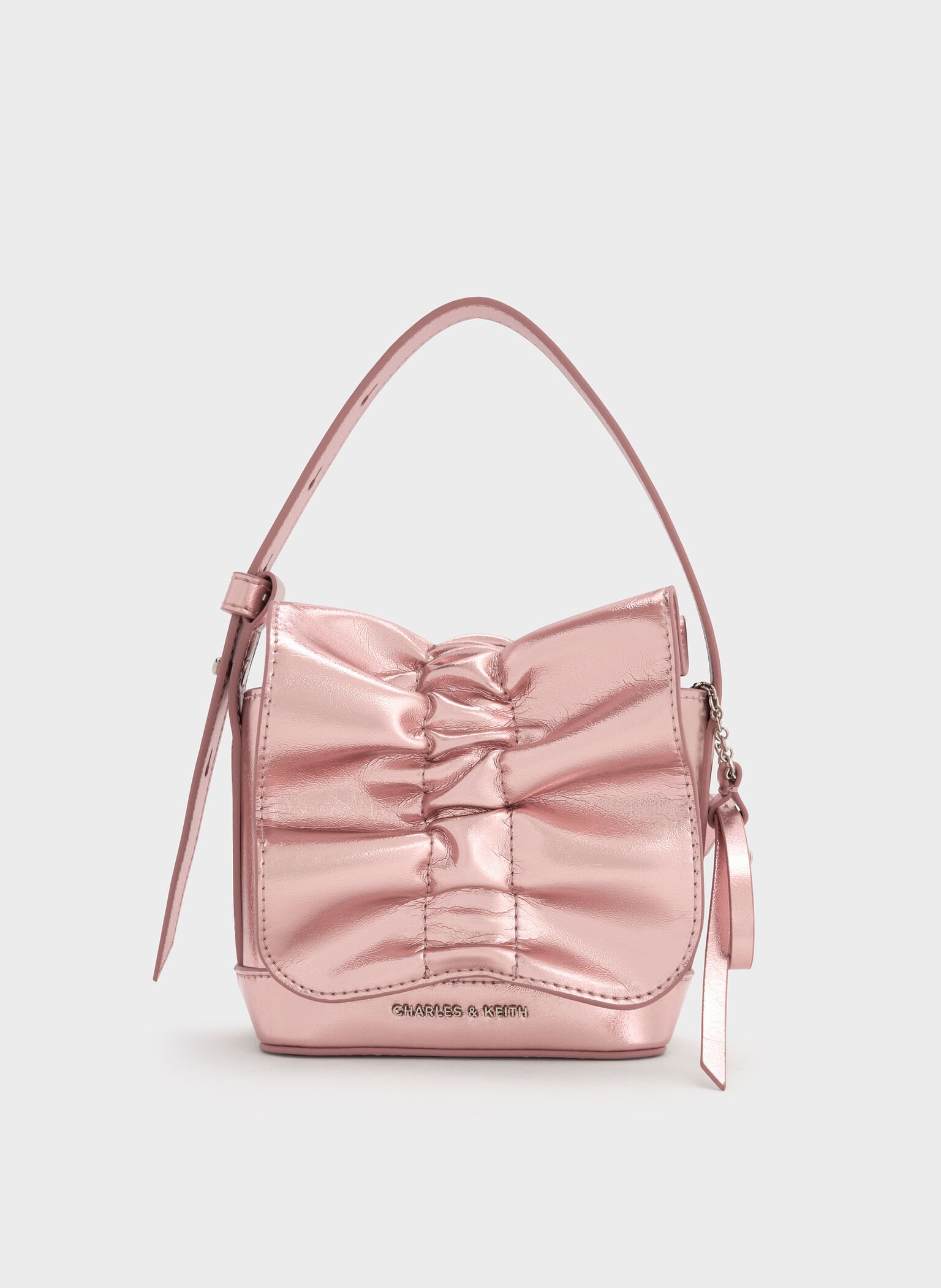 Kadee Metallic Ruched Mini Bag, Aura Pink, hi-res