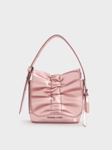 Kadee Metallic Ruched Mini Bag, Aura Pink, hi-res