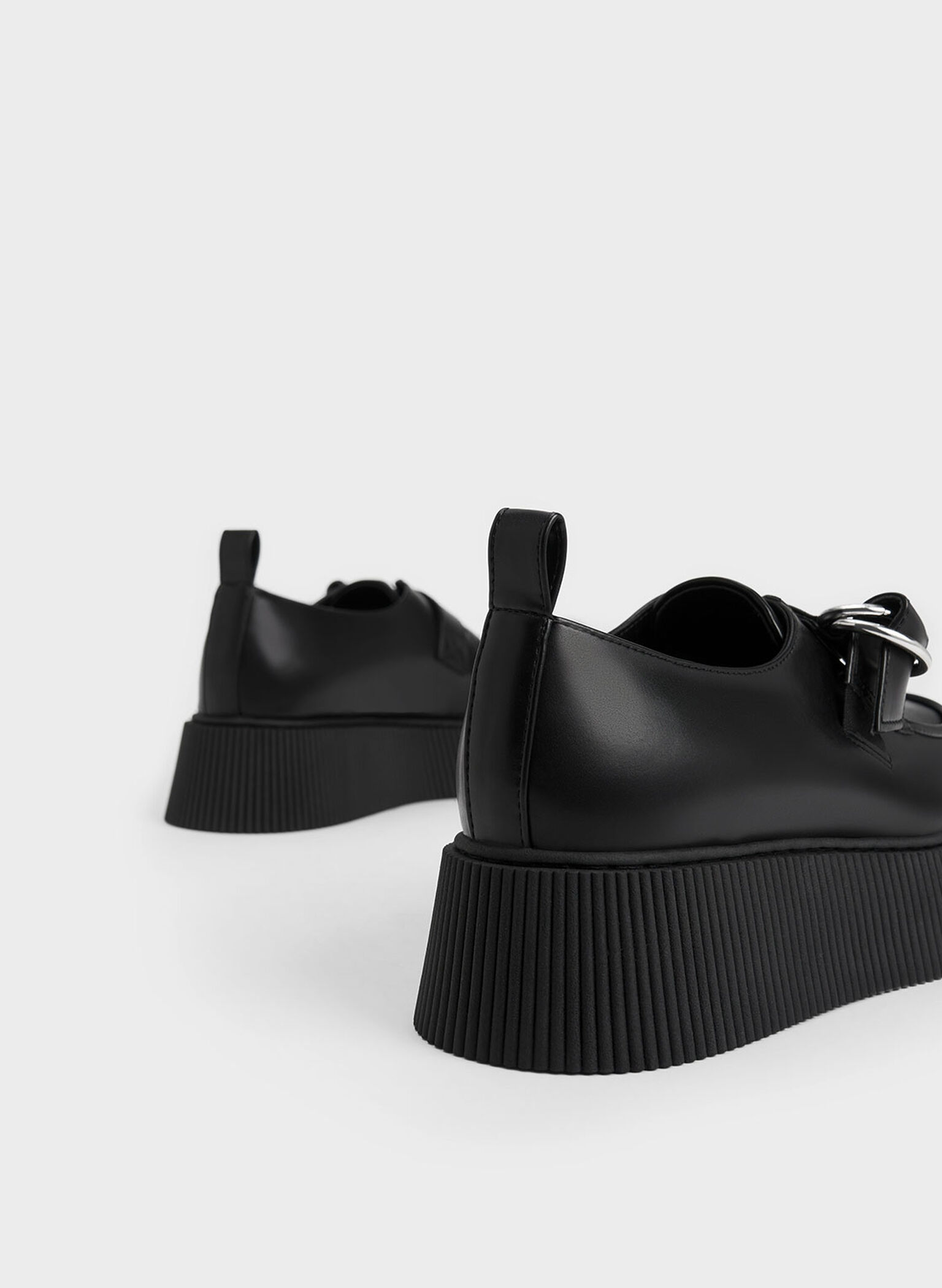 Cordova Buckled Platform Loafers, Black, hi-res