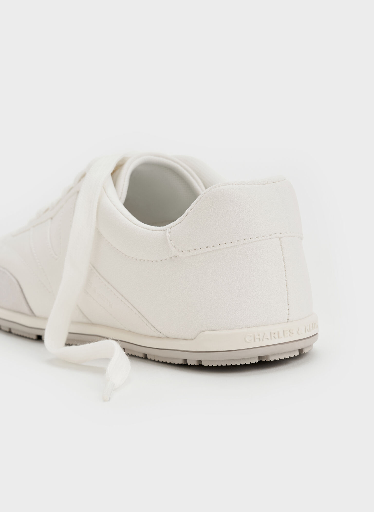 Faux Suede Two-Tone Low-Top Sneakers, White, hi-res