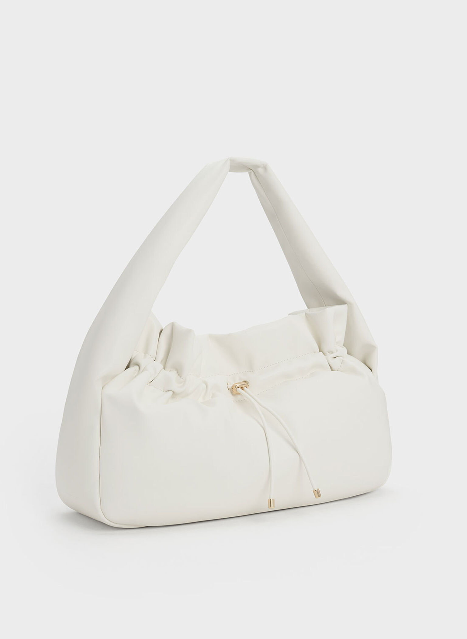 Maisy Ruched Hobo Bag, White, hi-res