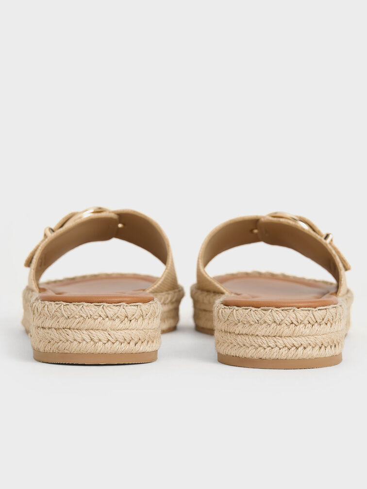 Woven Buckled Espadrille Sandals, Sand, hi-res