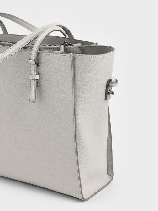 Double Handle Tote Bag, Grey, hi-res