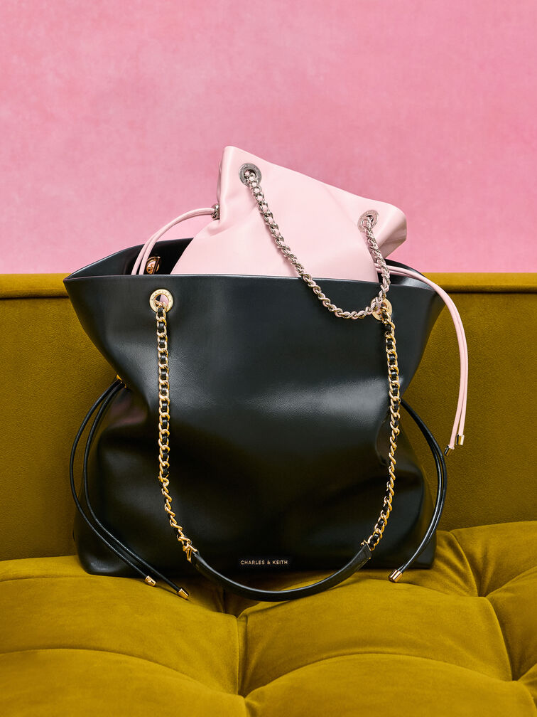 Arya Braided-Strap Double-Handle Tote Bag, Black, hi-res