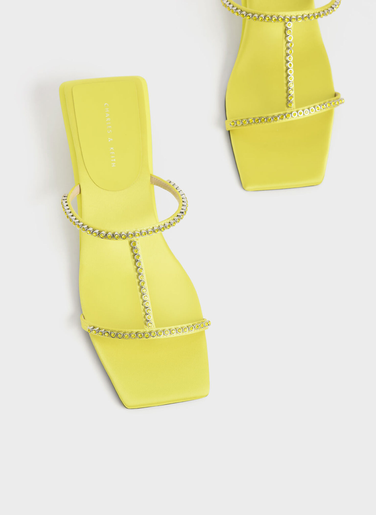 Recycled Polyester Gem-Embellished Mules, Lime, hi-res