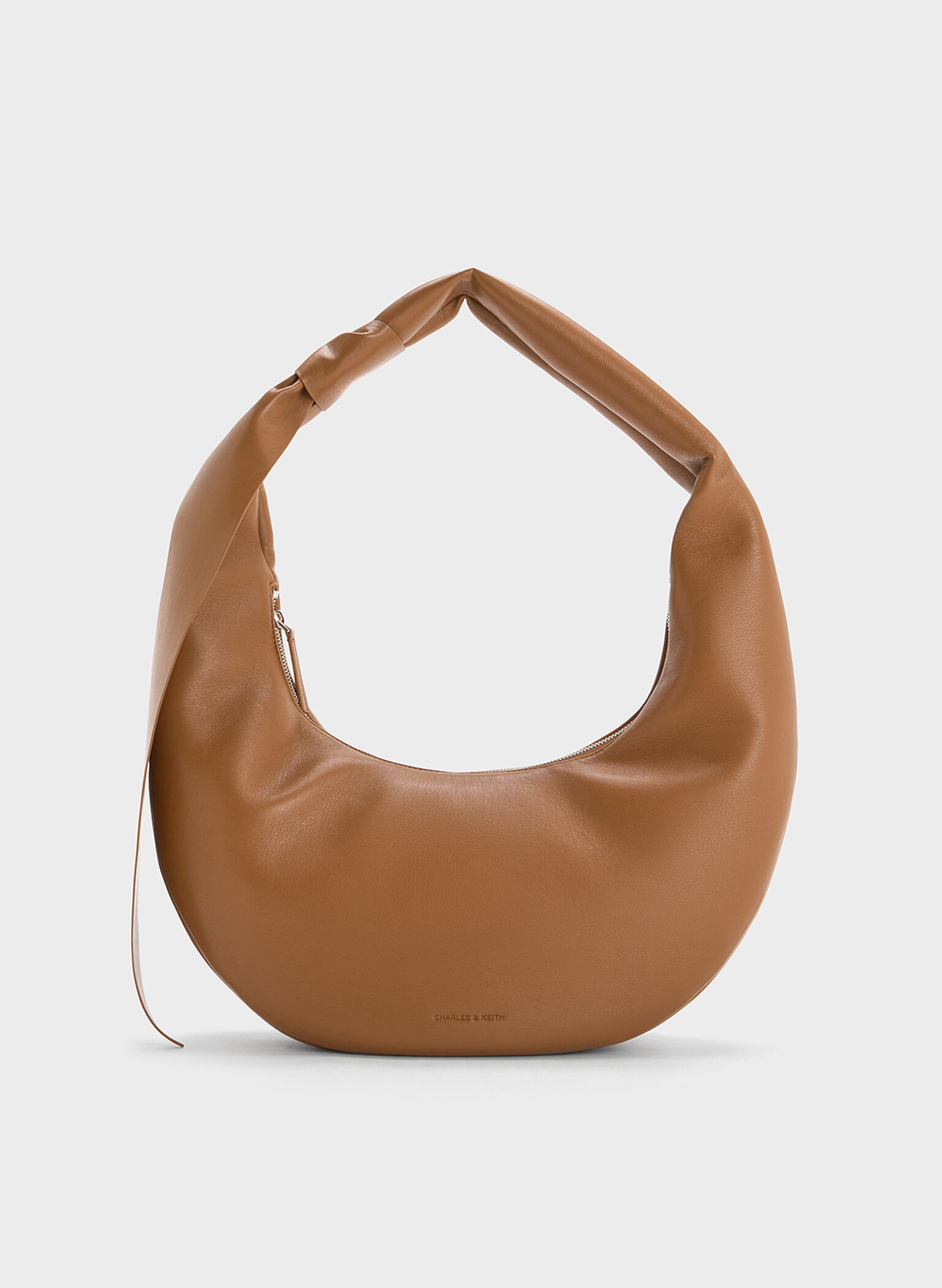 Toni Knotted Crescent Hobo Bag, Chocolate, hi-res