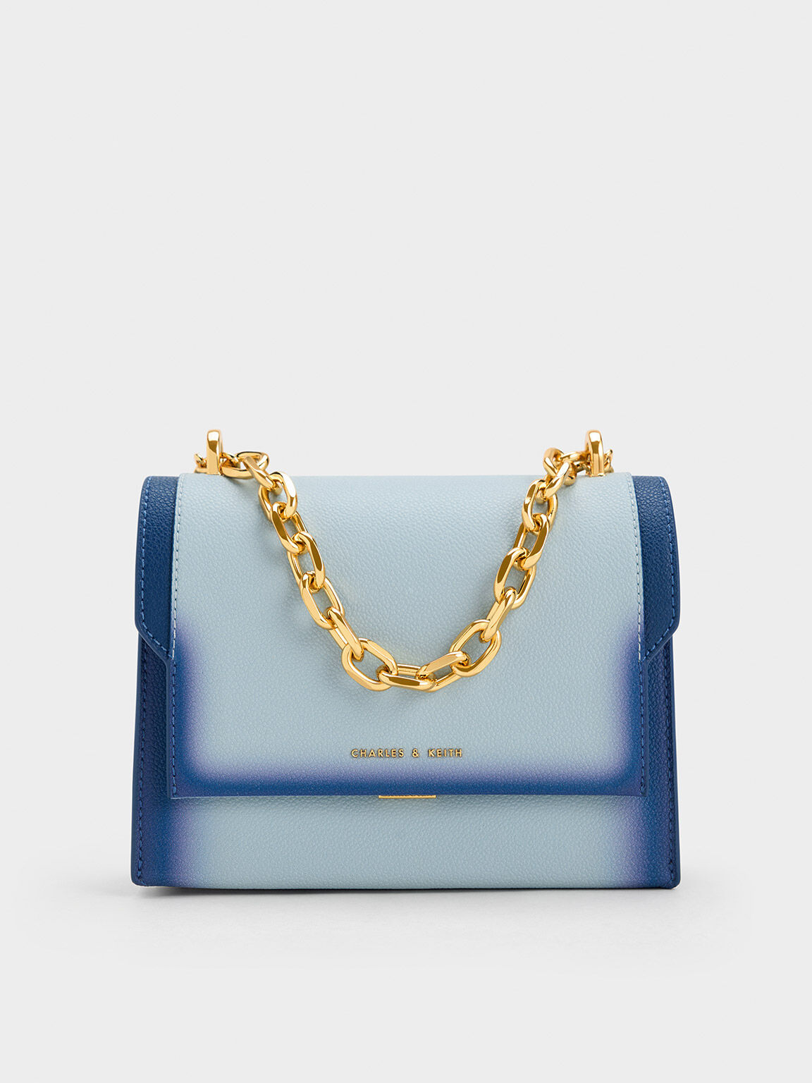 Navy Front Flap Chain Handle Crossbody Bag CHARLES KEITH UK