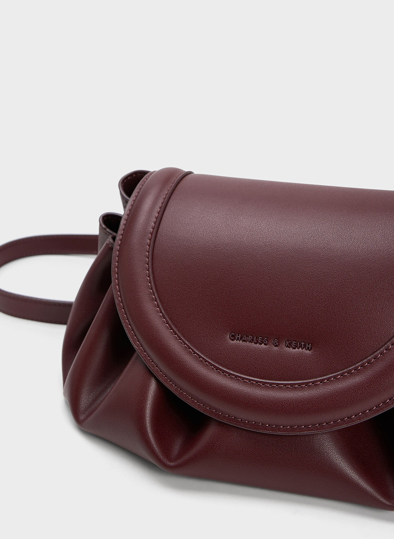Blossom Curved Flap Crossbody Bag, Dark Chocolate, hi-res