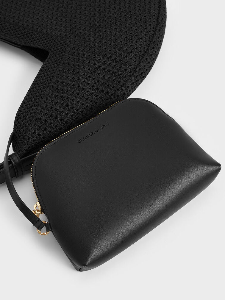 Ida Knitted Hobo Bag, Black, hi-res