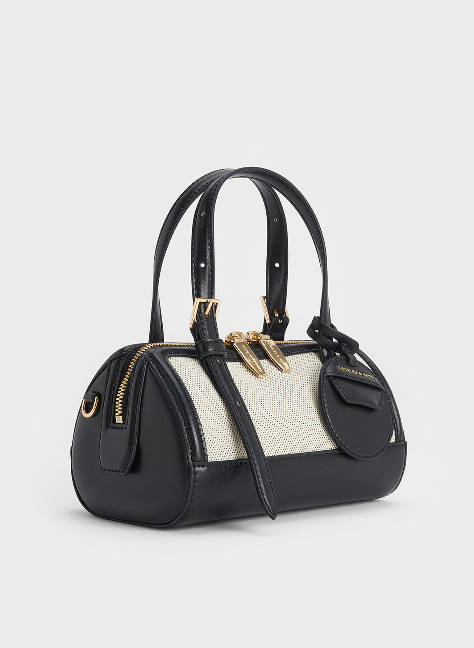 Enola Canvas Two-Tone Bowling Bag, Black, hi-res