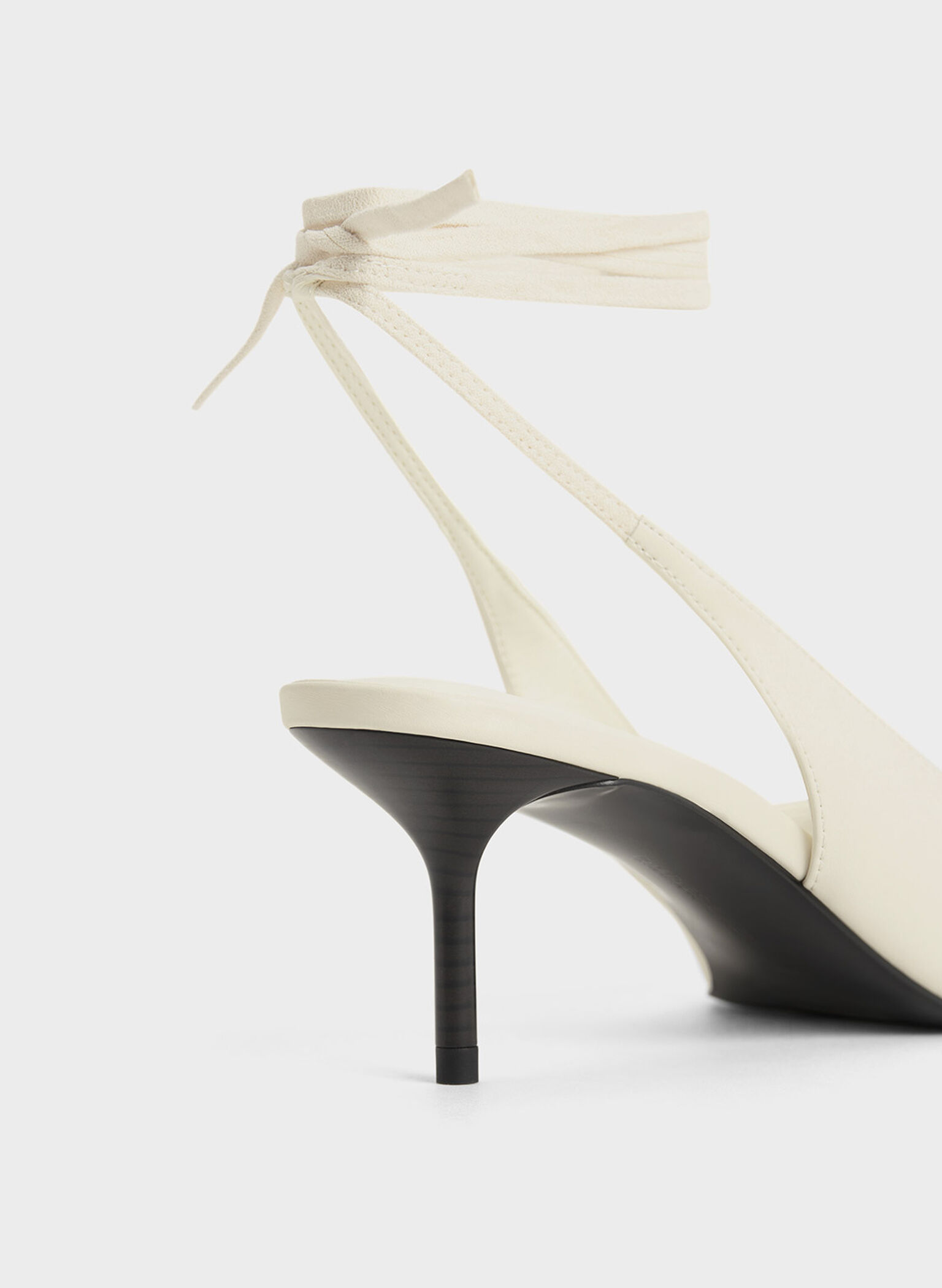 Textured Tie-Around Pointed-Toe Pumps, Cream, hi-res