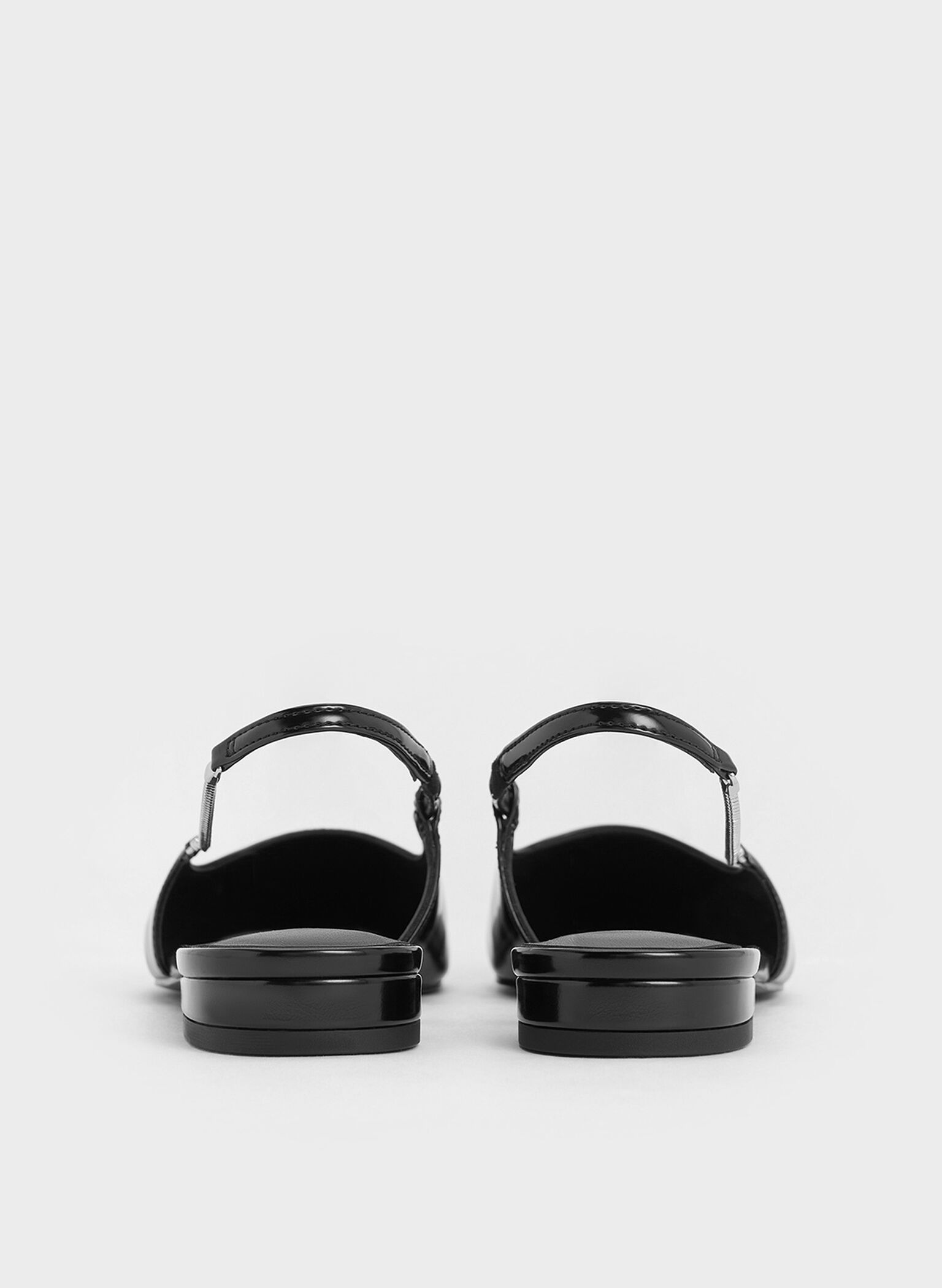 Chain-Strap Pointed-Toe Slingback Flats, Black Box, hi-res