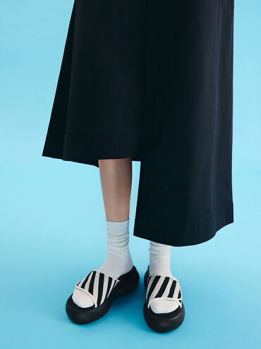 Striped Platform Sporty Slide Sandals, Multi, hi-res