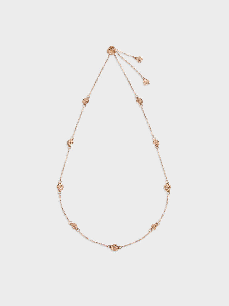 Rosalind Flower-Motif Necklace, Brushed Rose Gold, hi-res