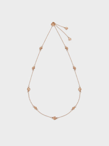 Rosalind Flower-Motif Necklace, Brushed Rose Gold, hi-res