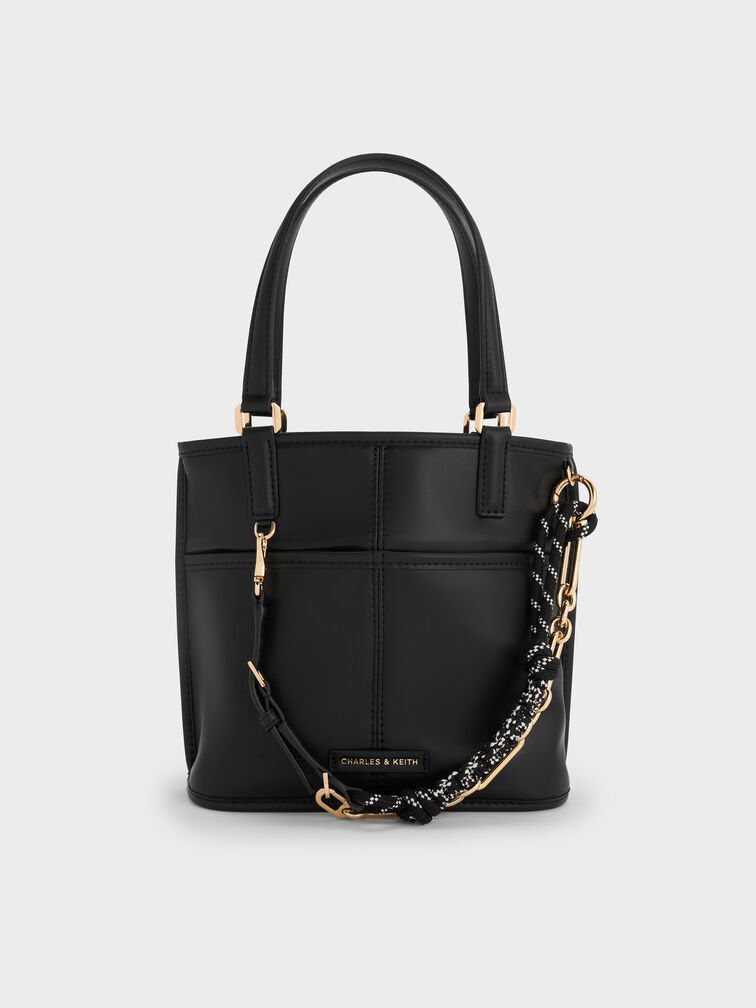 Addison Knotted-Rope Double-Handle Tote Bag, Black, hi-res