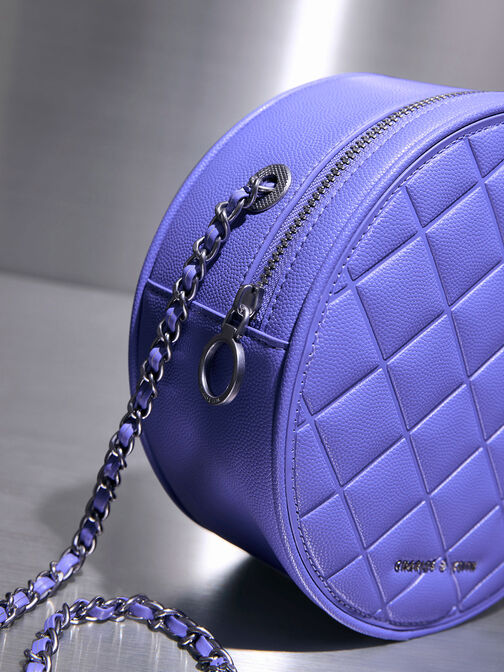 Kwan Quilted Circle Bag, Purple, hi-res