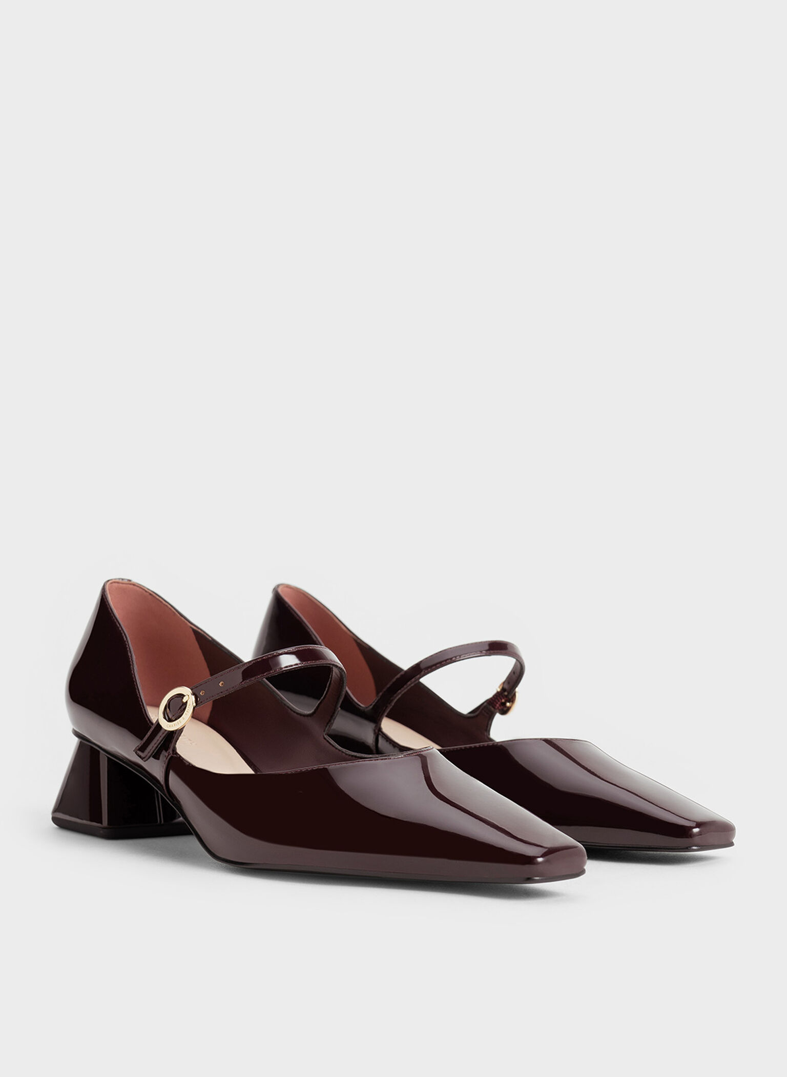 Roxane Patent Square-Toe Mary Janes, Maroon, hi-res