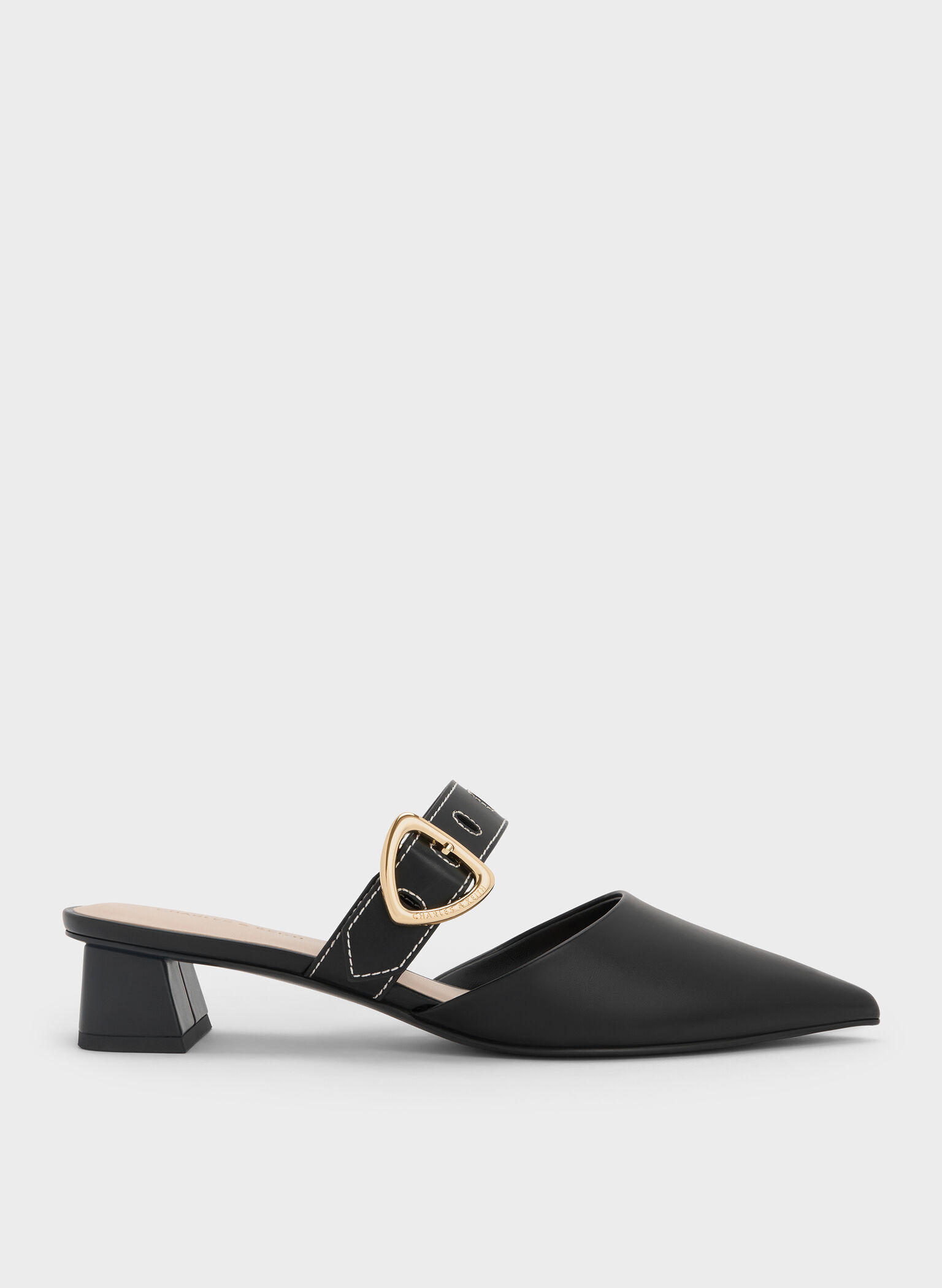 Sepphe Cut-Out Heeled Mules, Black, hi-res