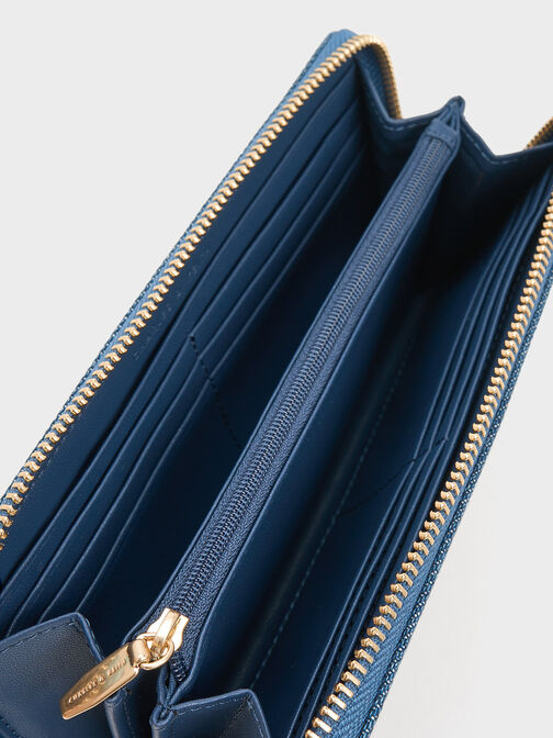 Gaia Denim Zip-Around Wallet, Denim Blue, hi-res