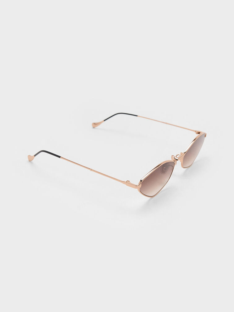 Jax Metal-Frame Geometric Sunglasses, Rose Gold, hi-res