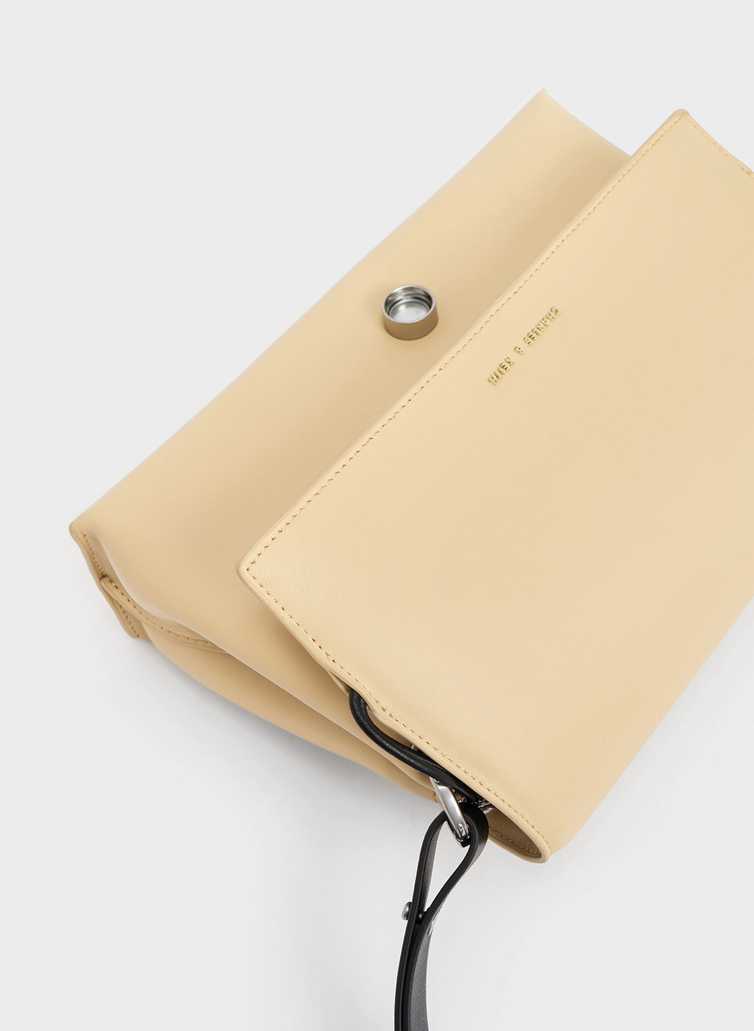 Nina Leather Padded Handle Bag, Beige, hi-res