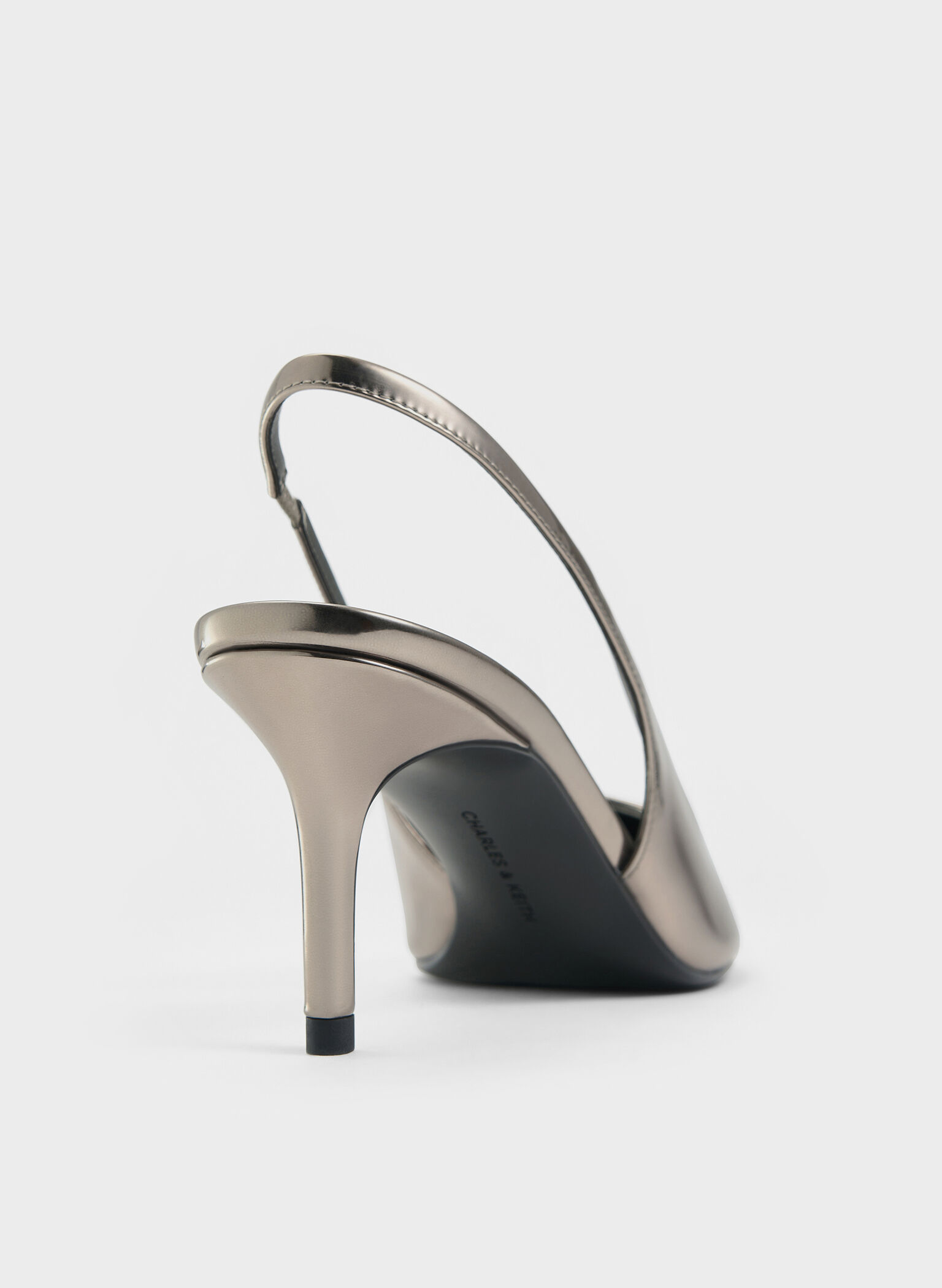Kaia Metallic Pointed-Toe Slingback Pumps, Pewter, hi-res