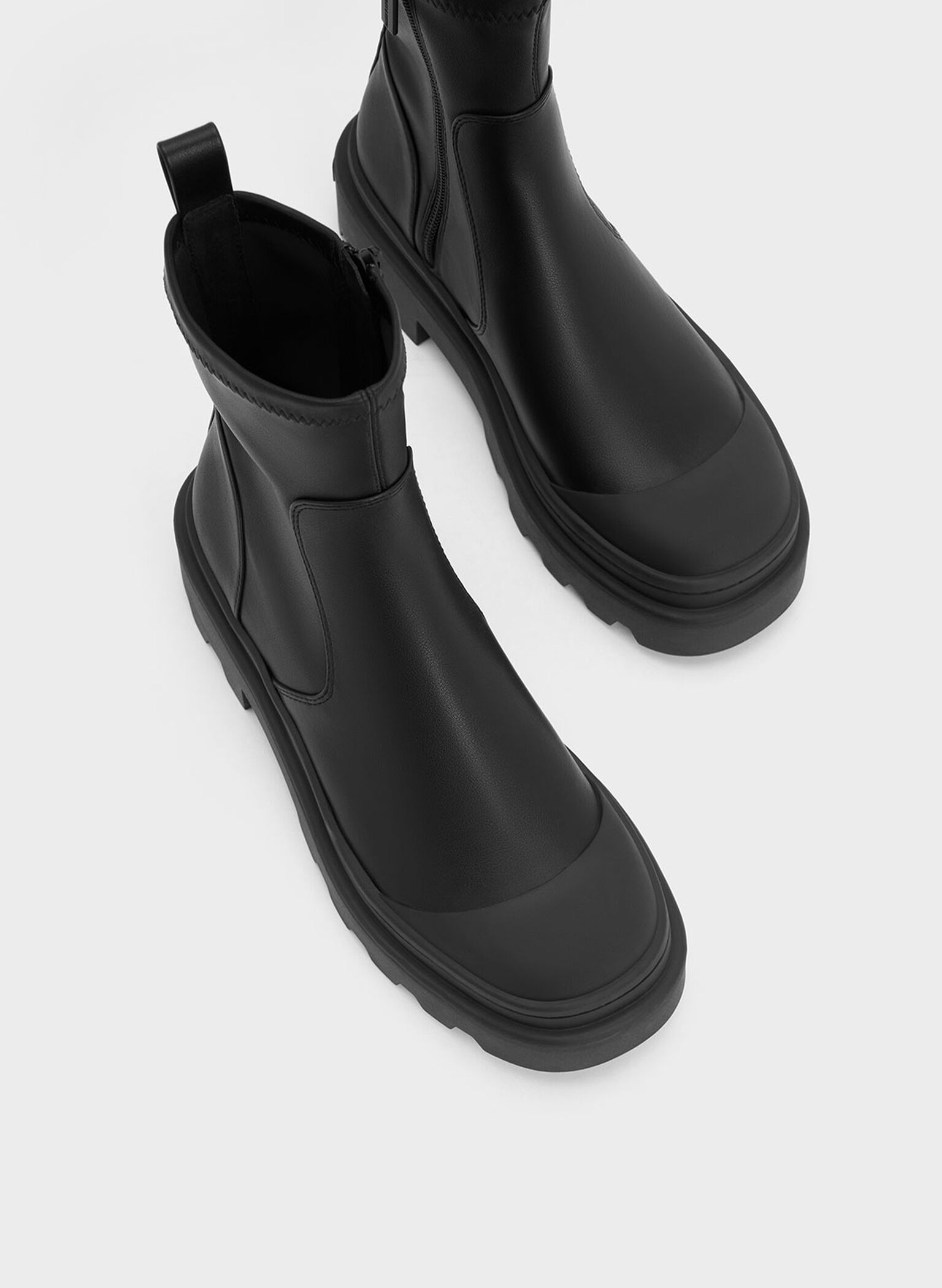 Indra Chunky Ridged-Sole Ankle Boots, Black, hi-res