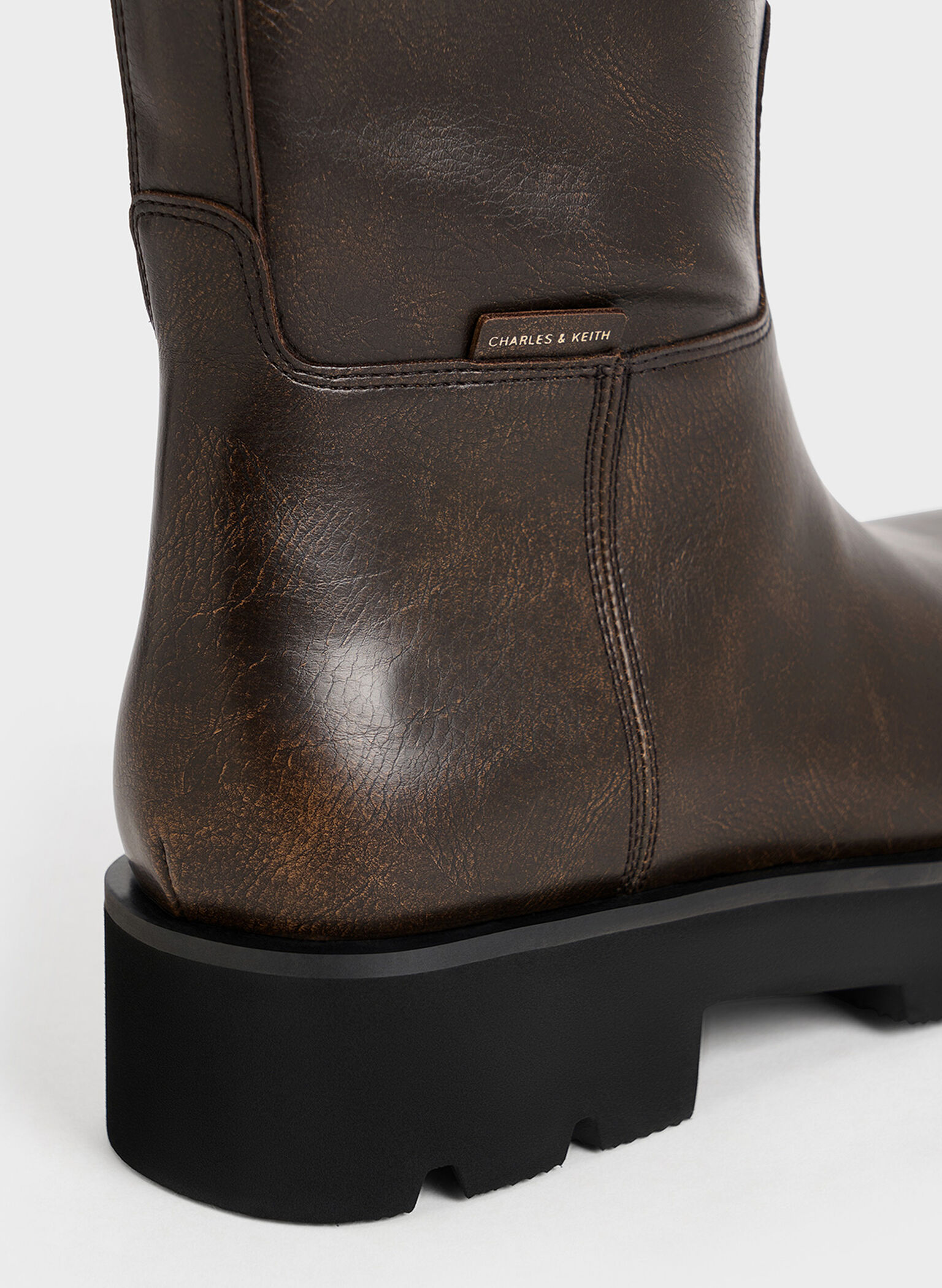 Double Pull-Tab Calf Boots, Dark Brown, hi-res