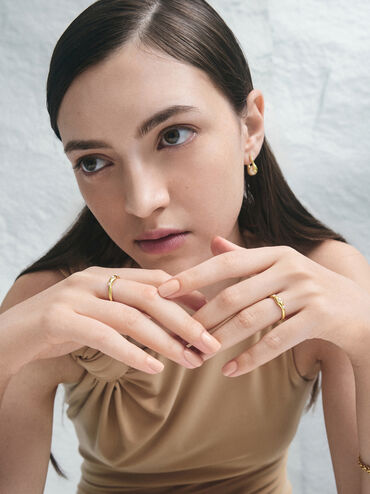 Corrine Pearl Sculptural Ring, Brush Gold, hi-res
