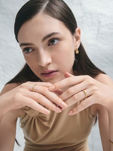Corrine Pearl Sculptural Ring, Brush Gold, hi-res