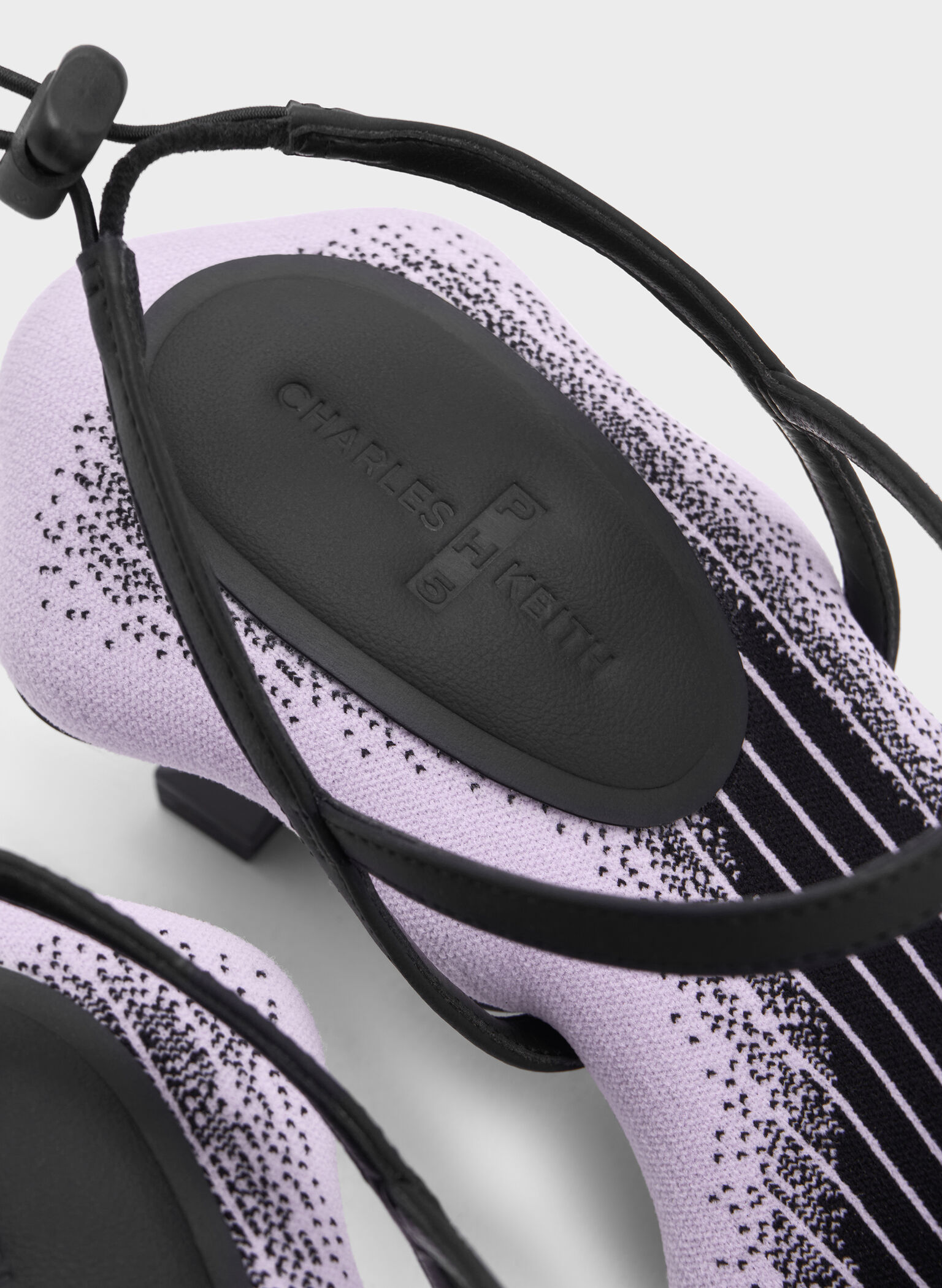 Nylon Wave-Edge Sculptural-Heel Sandals, Lilac, hi-res